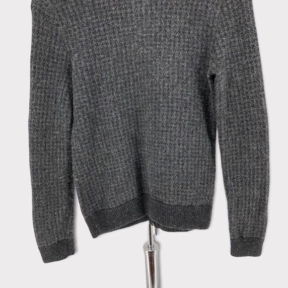 Lauren Ralph Lauren Jacket Lambswool Houndstooth Charcoal Grey Long Sleeve Zip - Picture 5 of 10